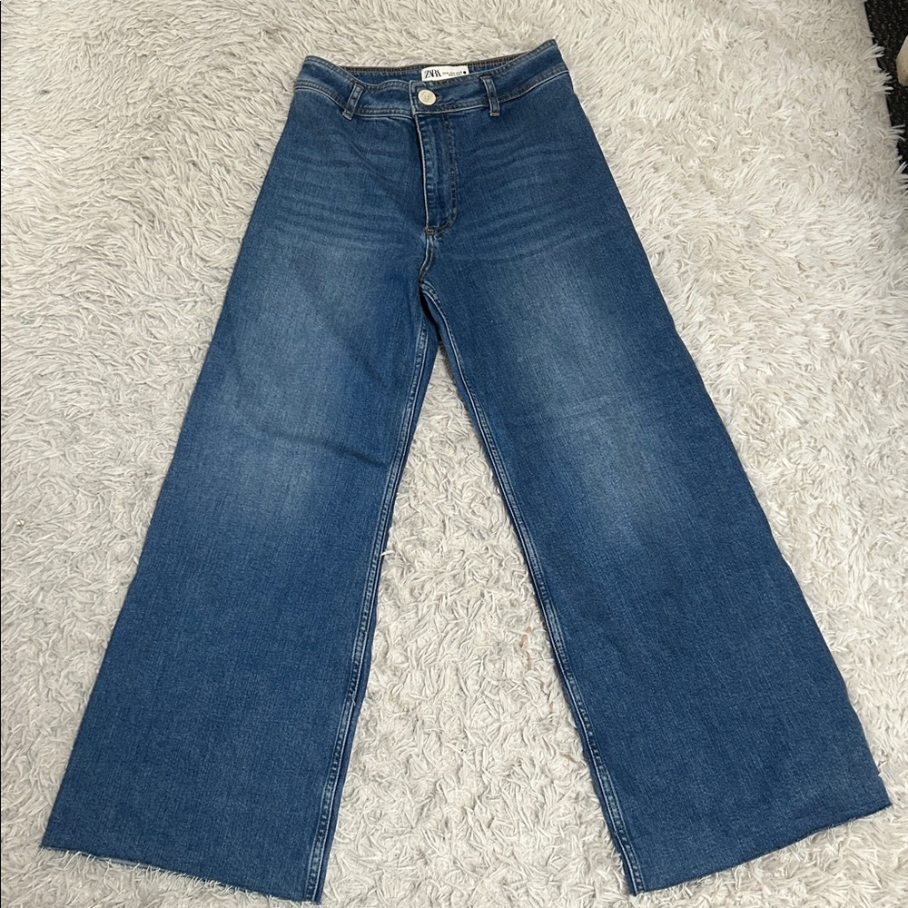 Zara Marine Straight Wide Leg Jeans - Picture 4 of 4